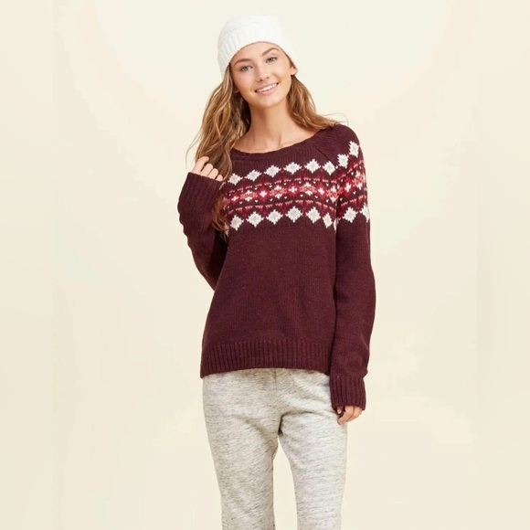 Hollister Sweaters - 💕🎉HOST PICK🎉💕 Burgundy Fair Isle Sweater